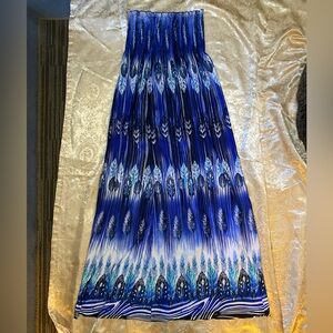 Just Love Blue and White Maxi Dress XL strapless stretchy long dress